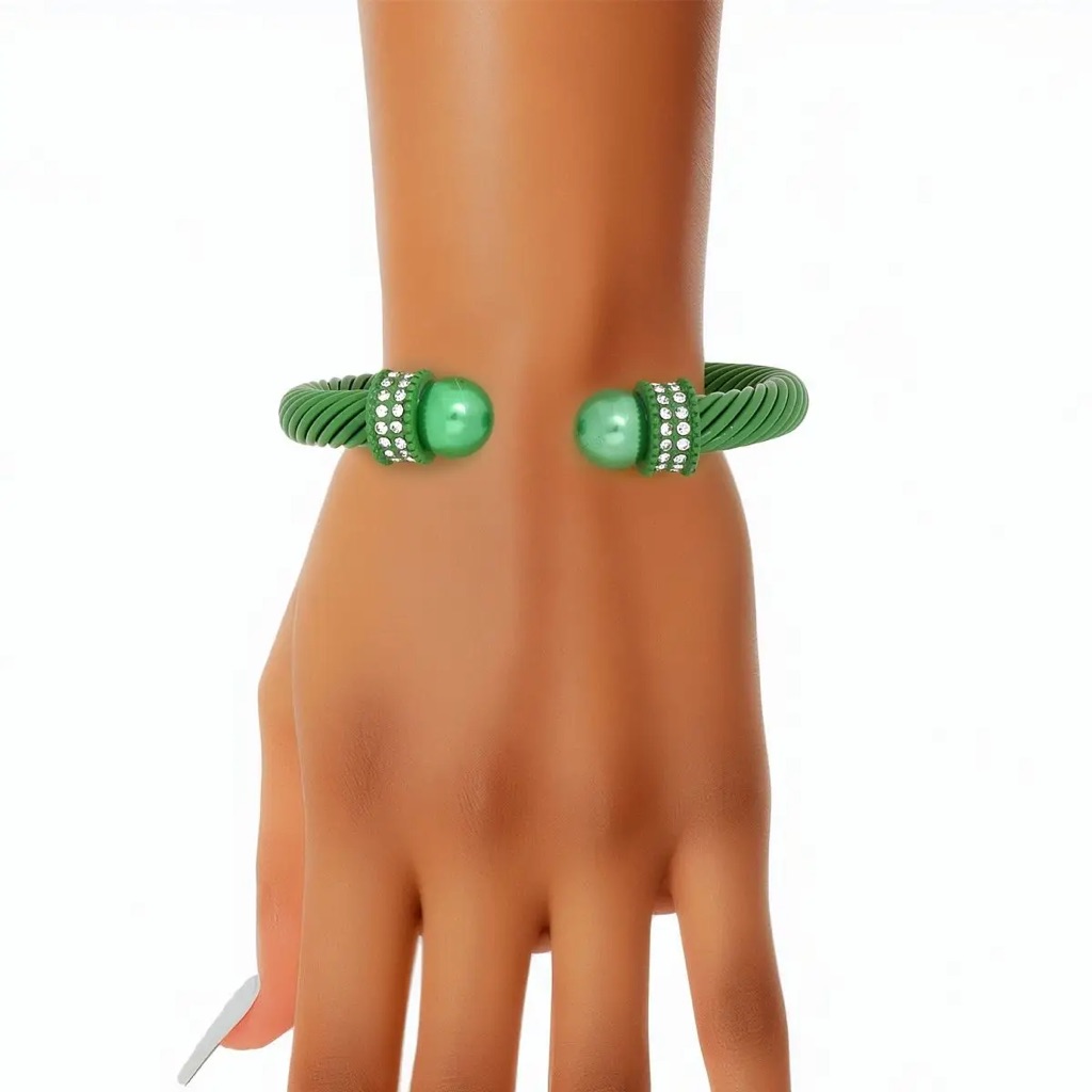 Aka Thick Green Cable Classic Bangle Bracelet 34$